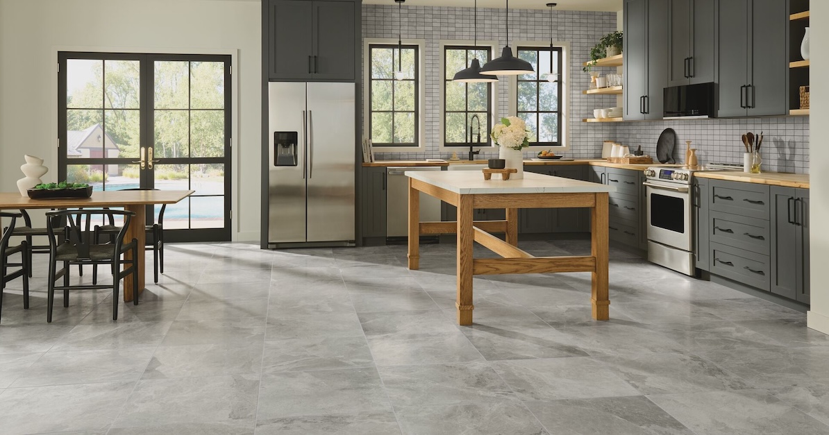 Crossville Porcelain Tile Cleve Shadow Glen in a residential kitchen.